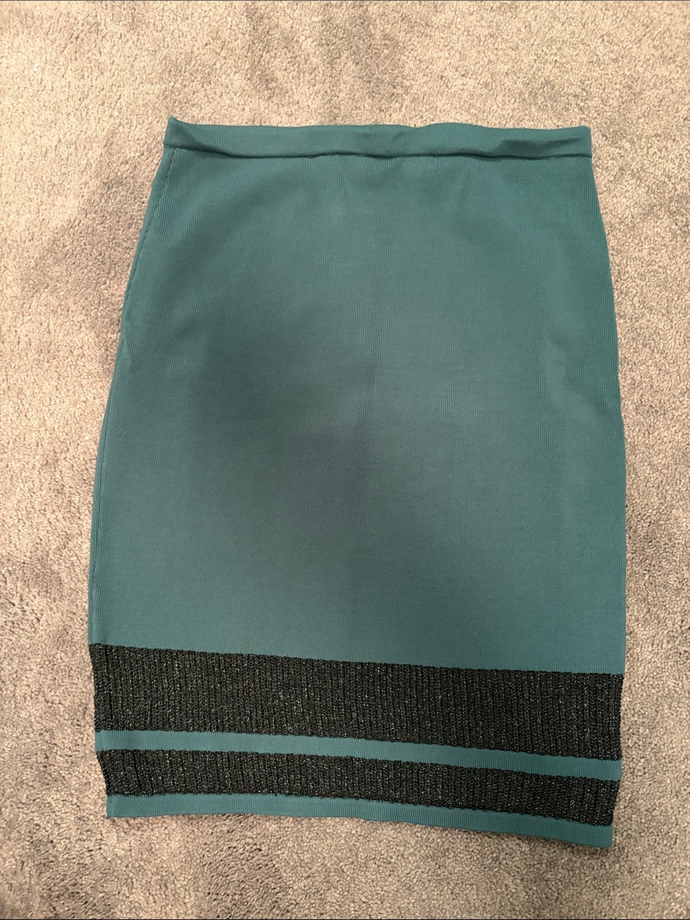 Guess Teal Pencil Skirt with Black Striped Hem